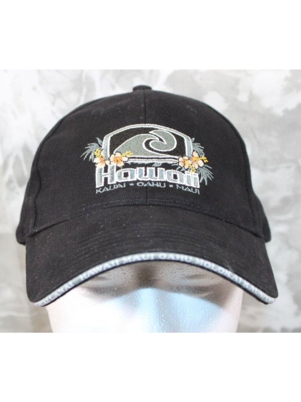 Rare Surfware Hawaiian Classics Hawaii Adjustable Strap Back Black Hat Cap Wave